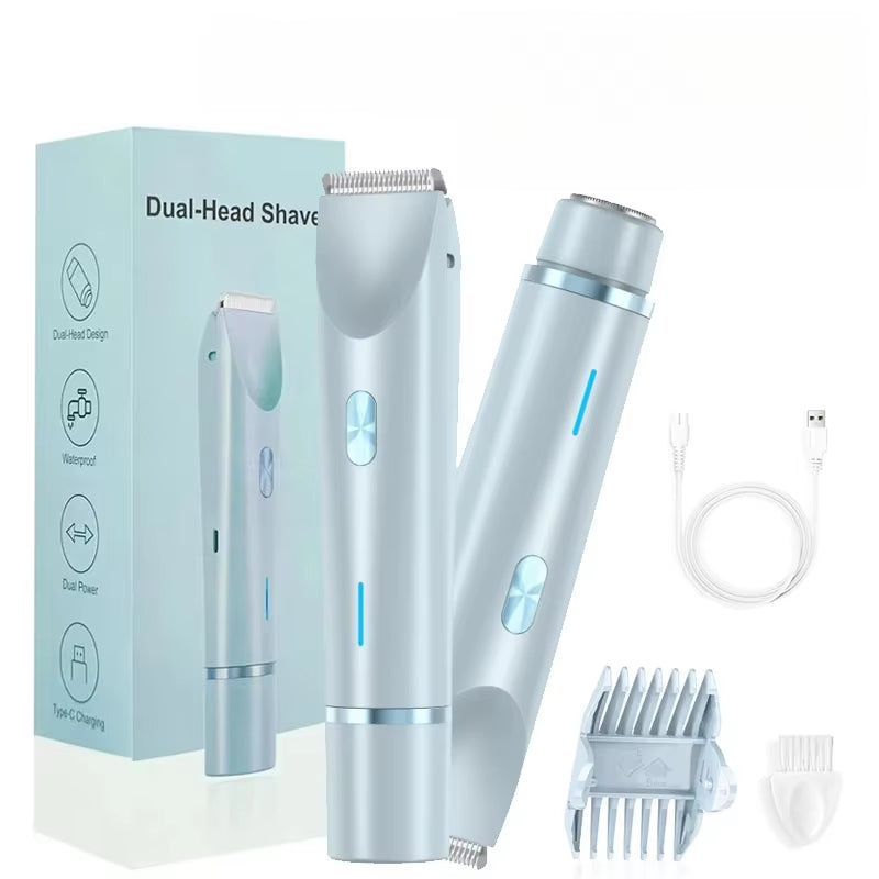 ✨✨Double-headed shaver, unisex pubic hair trimmer, hair clipper, hair removal device.