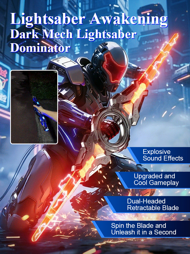 🗡️⚔️New Fire Spin Sword Double-Edged Telescopic Lightsaber Toy.