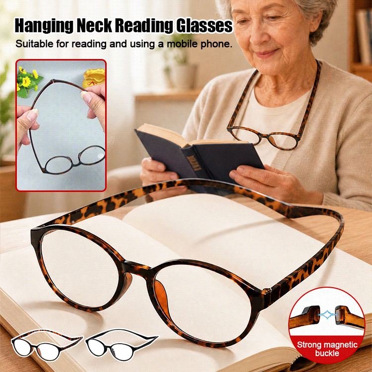👓👓 New magnetic neck-hanging reading glasses for seniors: portable, high-definition, and blue-light blocking, featuring a rotating, foldable, and anti-loss design.
