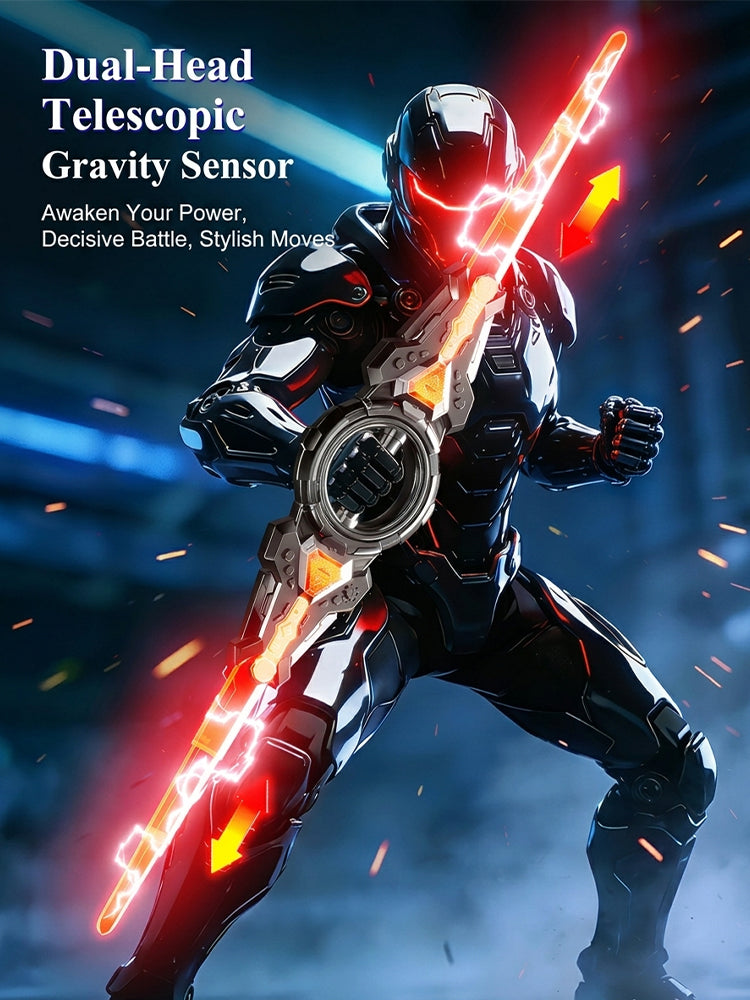🗡️⚔️New Fire Spin Sword Double-Edged Telescopic Lightsaber Toy.