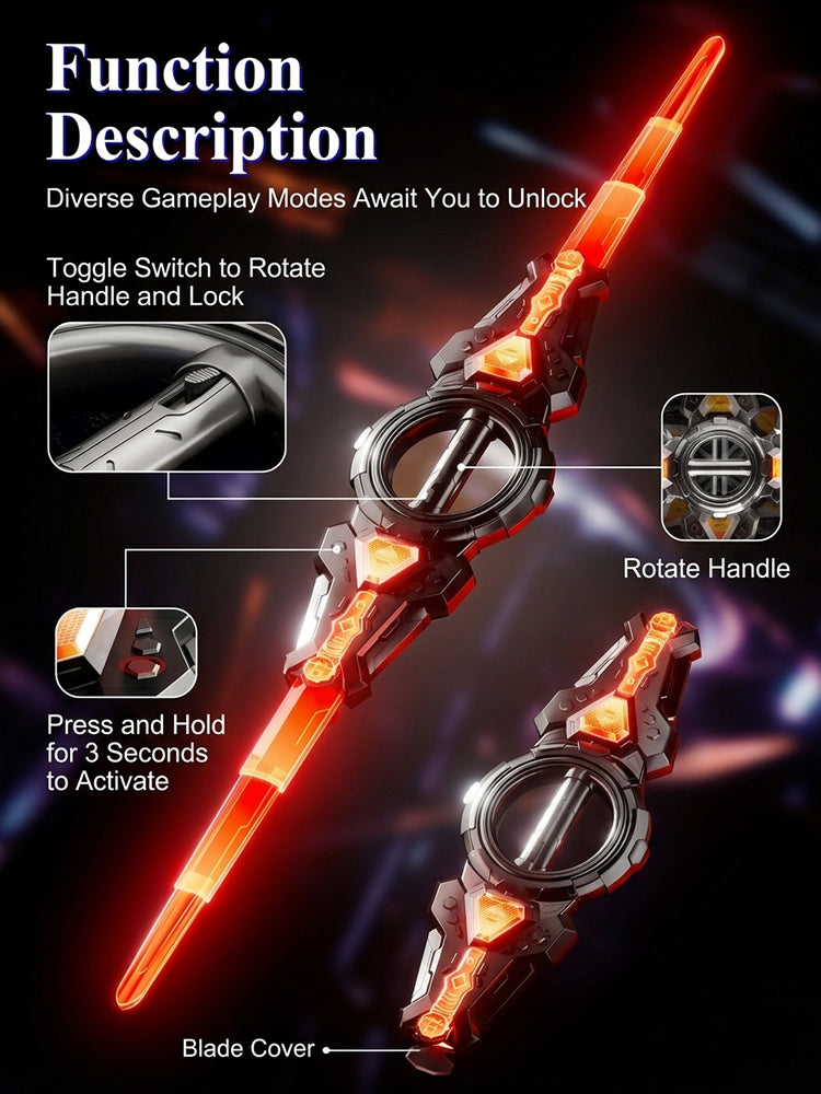 🗡️⚔️New Fire Spin Sword Double-Edged Telescopic Lightsaber Toy.