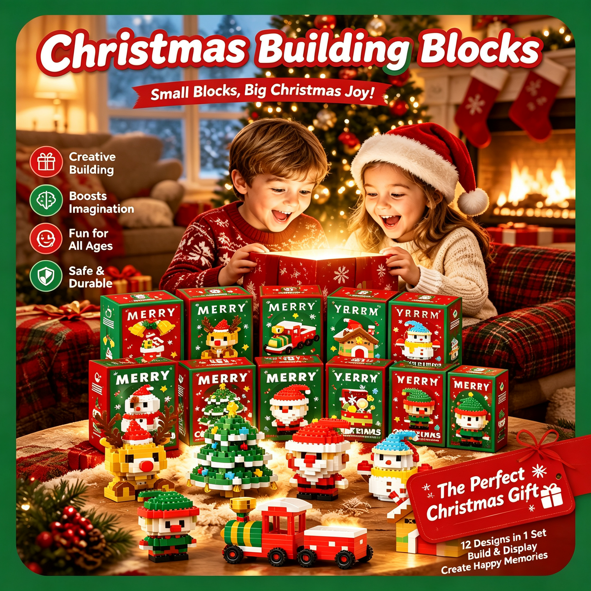 🎅🎁 Christmas Mechanical Puzzle Box: Complete 12-Box Series – A Festive Building Block Gift.