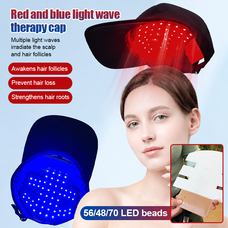 【✨Smart Technology✨】🧢🧢New product: Red light hair care cap, blue light beauty therapy cap, visible results in 1 month.
