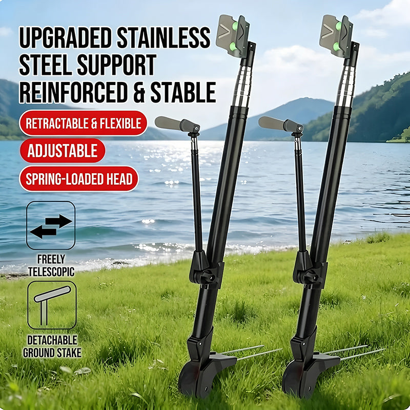 🎣🎣New multi-functional bracket, universal for fishing rods with stainless steel double fork fixation.