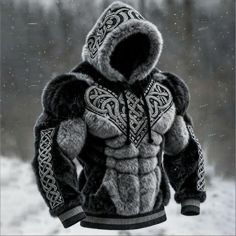 New 3D-style men’s casual athletic flannel hoodie.