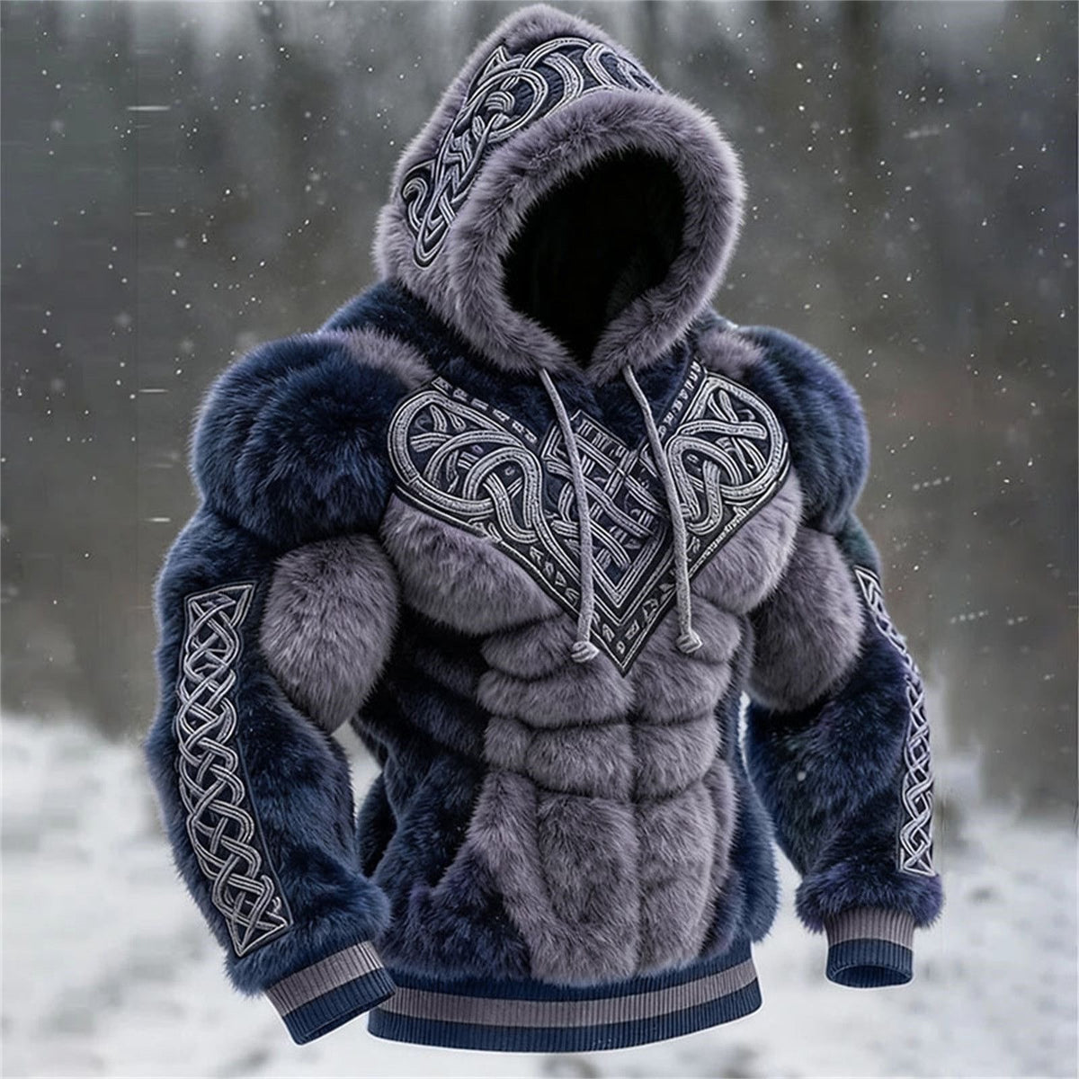 New 3D-style men’s casual athletic flannel hoodie.