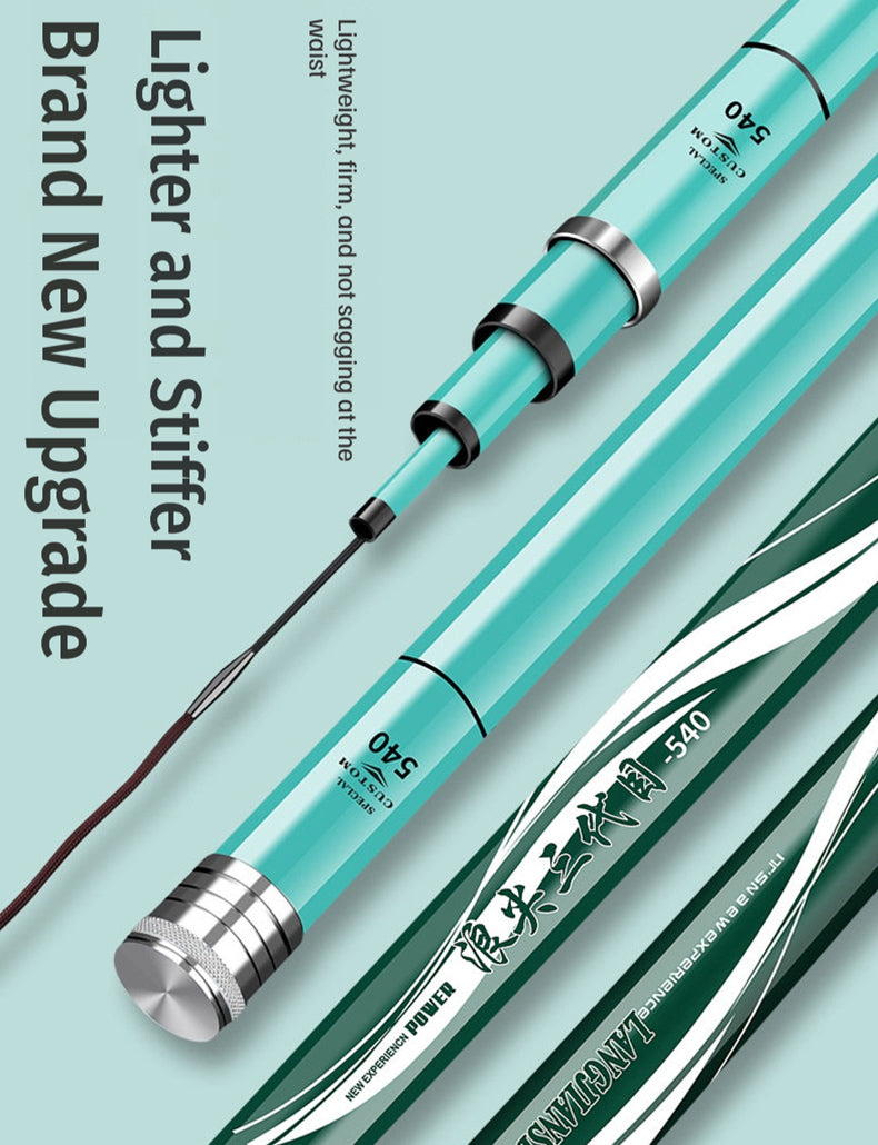 🎣🌊Fishing Rod "Wave Crest" Generation 3, long carbon rod 5H28, ultralight and ultra-hard.