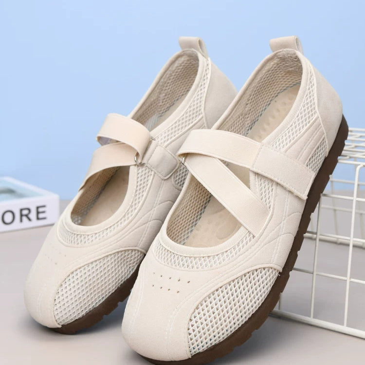 👟🥿“Mary Jane” Hot Selling New Hollow Mesh Shoes with Velcro Fit, Flat and Versatile Casual Women's Shoes