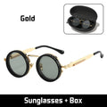 🕶️🕶️ Retro round frame sunglasses with 9 adjustable light levels, suitable for day and night use while driving, fishing, and outdoors.