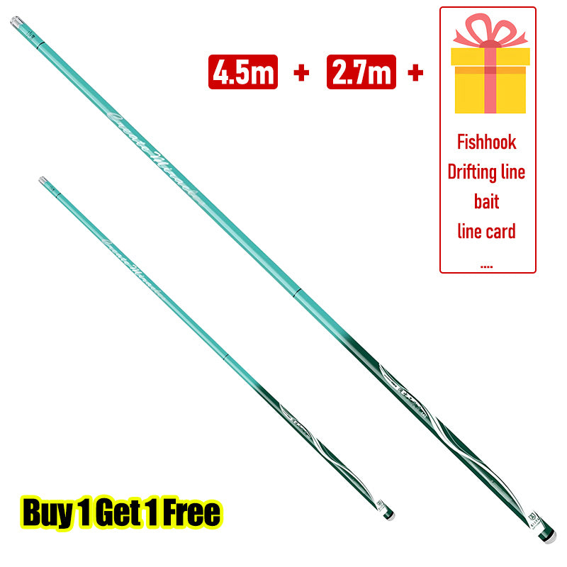🎣🌊Fishing Rod "Wave Crest" Generation 3, long carbon rod 5H28, ultralight and ultra-hard.