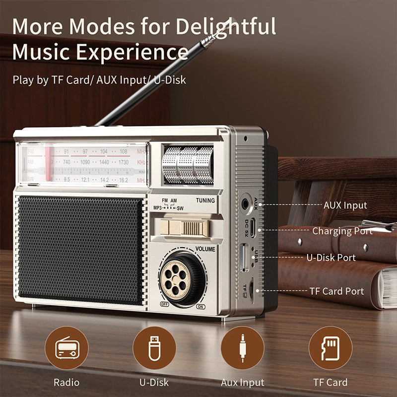📻📻New MD-979S Portable Solar Panel Bluetooth Speaker Multi-functional Antenna Radio.