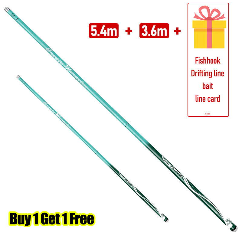 🎣🌊Fishing Rod "Wave Crest" Generation 3, long carbon rod 5H28, ultralight and ultra-hard.