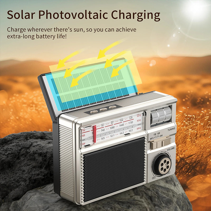📻📻New MD-979S Portable Solar Panel Bluetooth Speaker Multi-functional Antenna Radio.