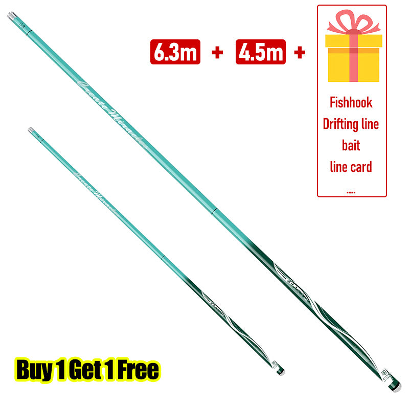 🎣🌊Fishing Rod "Wave Crest" Generation 3, long carbon rod 5H28, ultralight and ultra-hard.