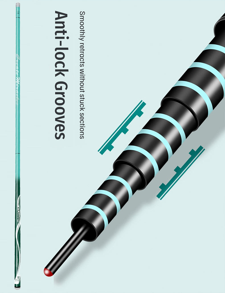 🎣🌊Fishing Rod "Wave Crest" Generation 3, long carbon rod 5H28, ultralight and ultra-hard.