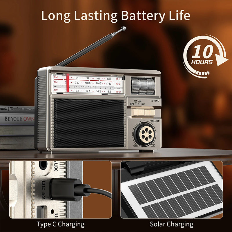 📻📻New MD-979S Portable Solar Panel Bluetooth Speaker Multi-functional Antenna Radio.