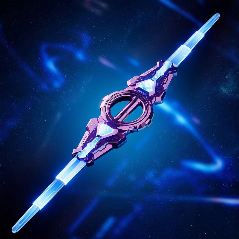 🗡️⚔️New Fire Spin Sword Double-Edged Telescopic Lightsaber Toy.